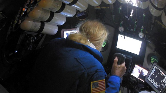 Undersea explorer Victor Vescovo pilots the submarine DSV Limiting Factor in the Pacific Ocean&#039;s Mariana Trench in an undated still image from video released by the Discovery Channel May 13, 2019 ...