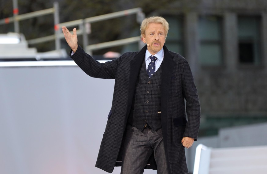 ESSEN, GERMANY - APRIL 13: Thomas Gottschalk performs on stage during the musical play "Die Passion" at castle square on April 13, 2022 in Essen, Germany. (Photo by Joshua Sammer/Getty Image ...