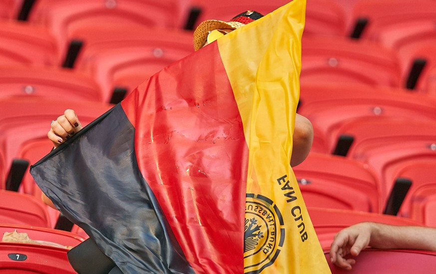 Germany - South Korea, Soccer, Kazan, June 27, 2018 fans, supporters, spectators, club flags, celebration. sad, disappointed, angry, Emotions, disappointment, frustration, frustrated, sadness, despera ...