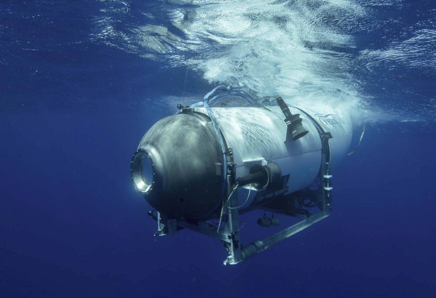 230623 -- WASHINGTON, D.C., June 23, 2023 -- This file photo released by shows the Titan submersible. The U.S. Coast Guard announced on Thursday that a debris field found by searchers near the Titanic ...