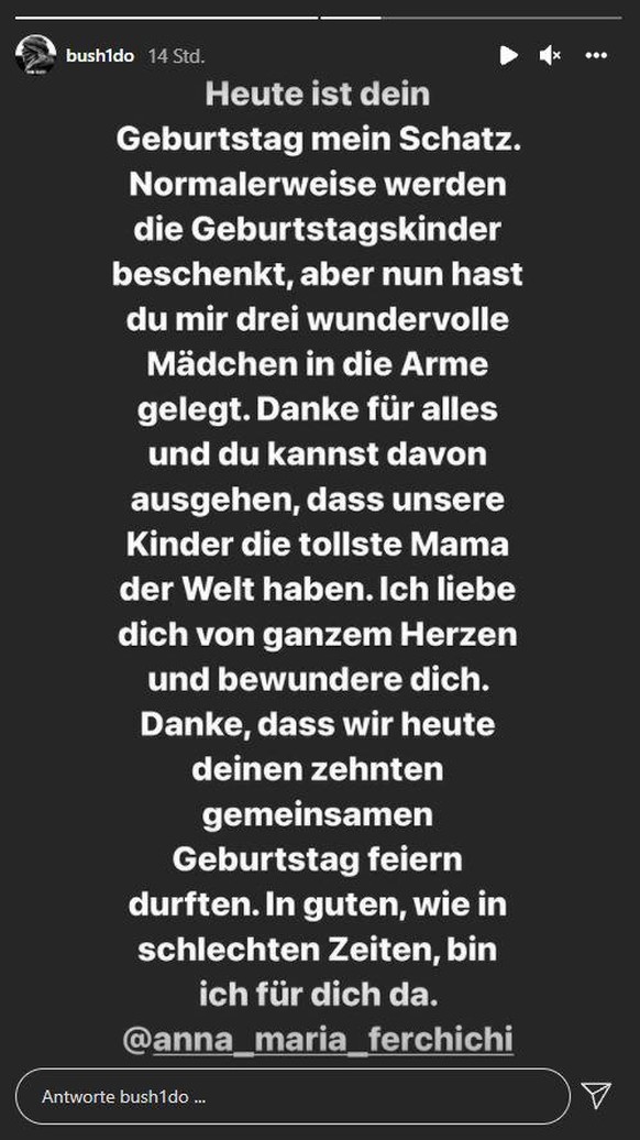 Bushido gratulierte seiner Anna-Maria mit einer langen Liebeserklärung.