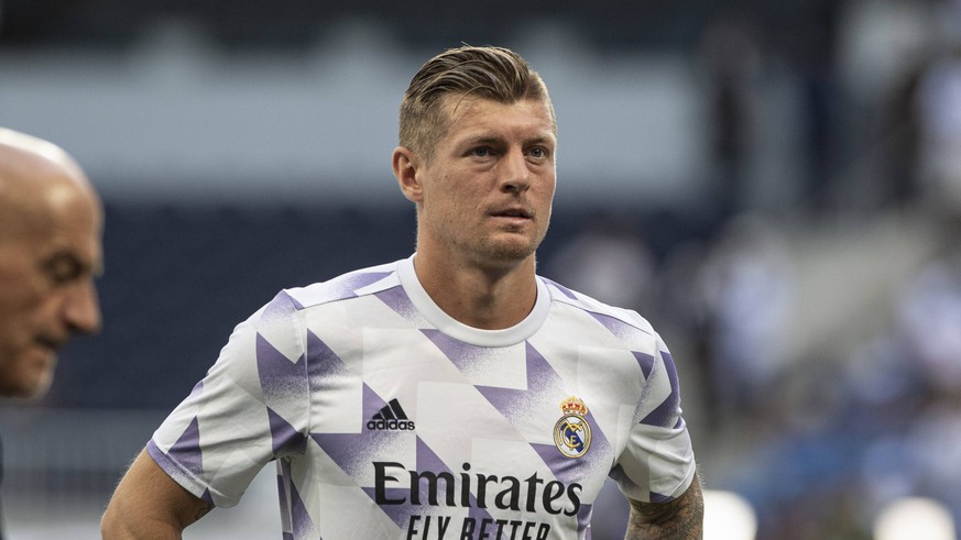 11.09.2022, Madrid, Spain. Toni Kroos of Real Madrid Cf warming up during the LaLiga Santander match between Real Madrid CF and RCD Mallorca at Stadium Santiago Bernabeu on 11 September 2022 in Madrid ...