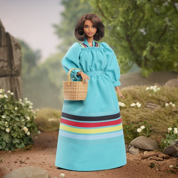 This photo provided by Mattel shows a Barbie doll of Wilma Mankiller. Toy maker Mattel is honoring the late legendary Cherokee leade with a Barbie doll as part of its &quot;Inspiring Women&quot; serie ...