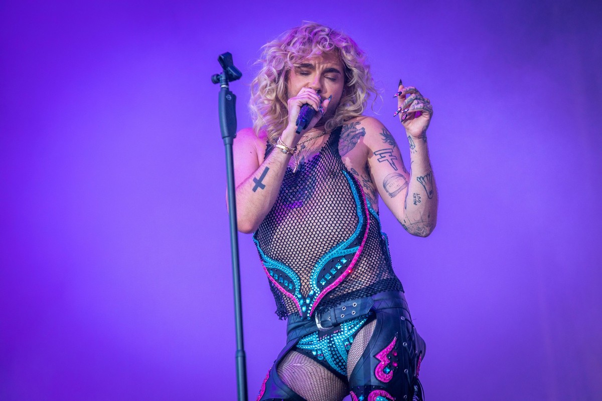 die deutsche Pop-Rock Band Tokio Hotel live auf dem Highfield 2023. Die Band besteht aus den Br�der Tom und Bill Kaulitz, sowie Gustav Sch�fer und Georg Listing. Tom Kaulitz ist mit Heidi Klumm verhei ...