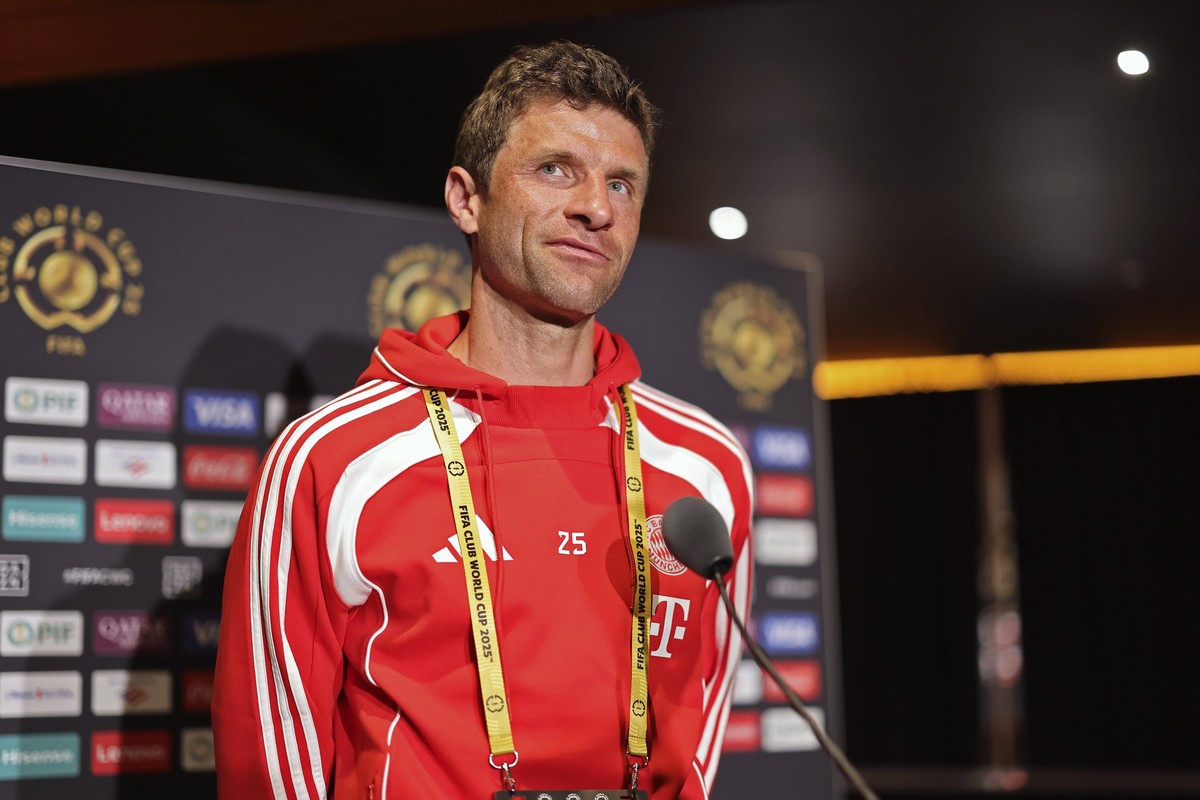 15.06.2025, Cincinnati USA, FIFA Club World Cup 2025, Gruppe C, FC Bayern München Pressekonferenz vor dem Spiel gegen Auckland City im TQL Stadium, Thomas Müller FC Bayern München beim Pressegespräch. ...