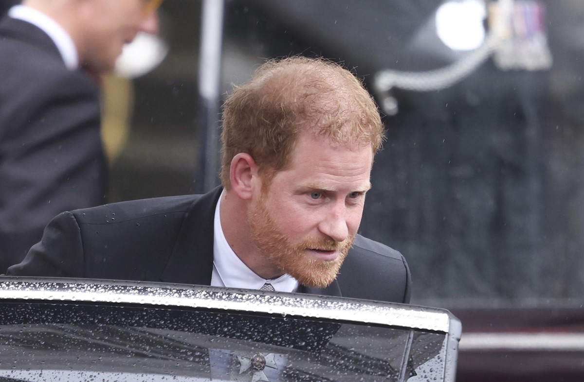 Britain&#039;s Prince Harry leaves after the coronation ceremony of King Charles III and Queen Camilla in central London, Saturday, May 6, 2023. (Phil Harris/Pool Photo via AP)