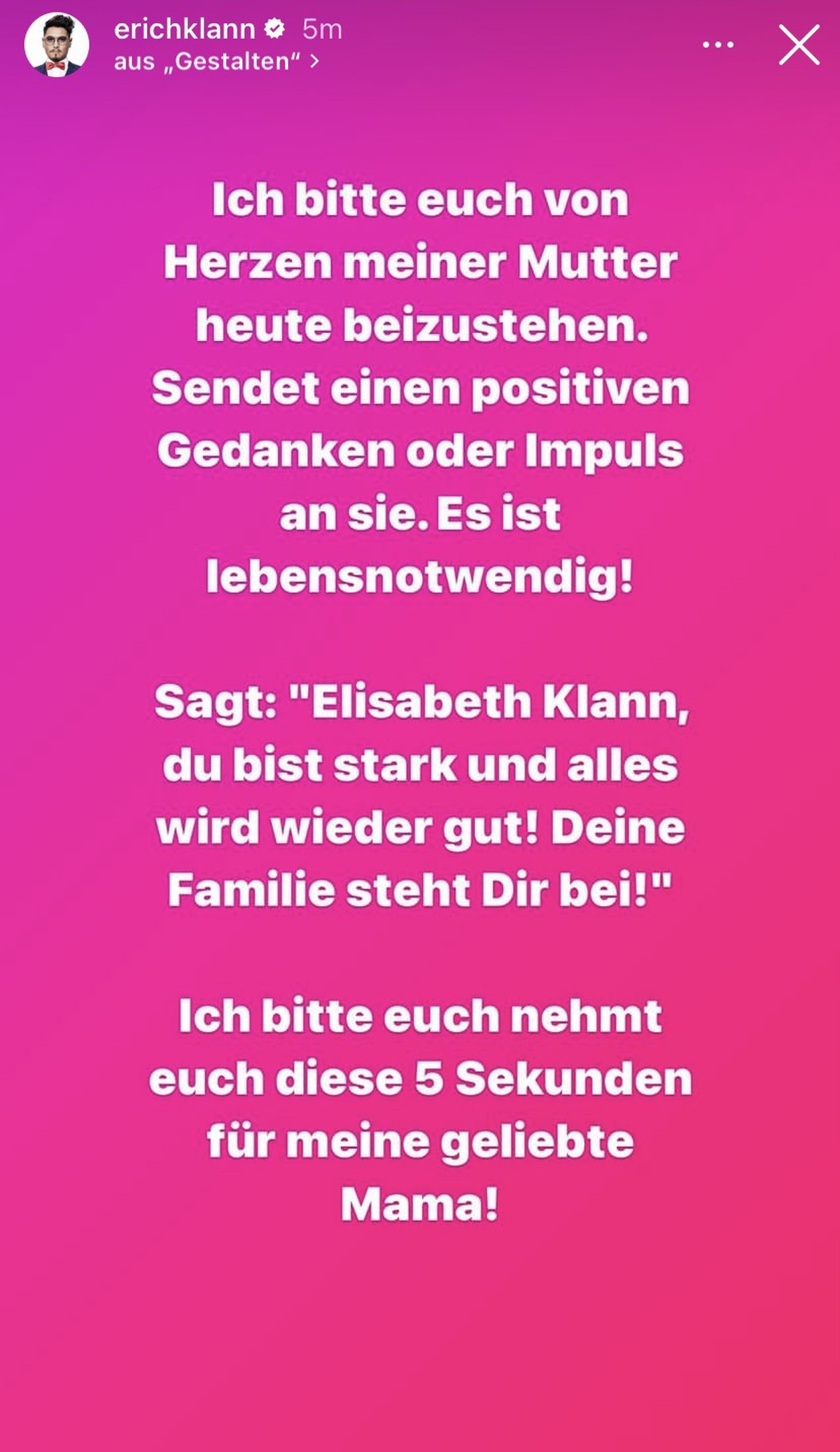 Erich Klann veröffentlichte einen dramatischen Hilferuf.