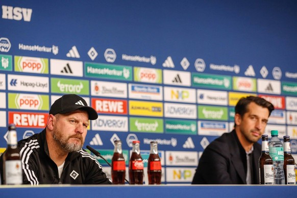 der neue Trainer Steffen Baumgart Sportdirektor Jonas Boldt HSV Deutschland, Hamburg, Volksparkstadion, Fußball, Bundesliga, 2. Fußball-Bundesliga, Hamburger SV Pressekonferenz *** neuer Trainer S...