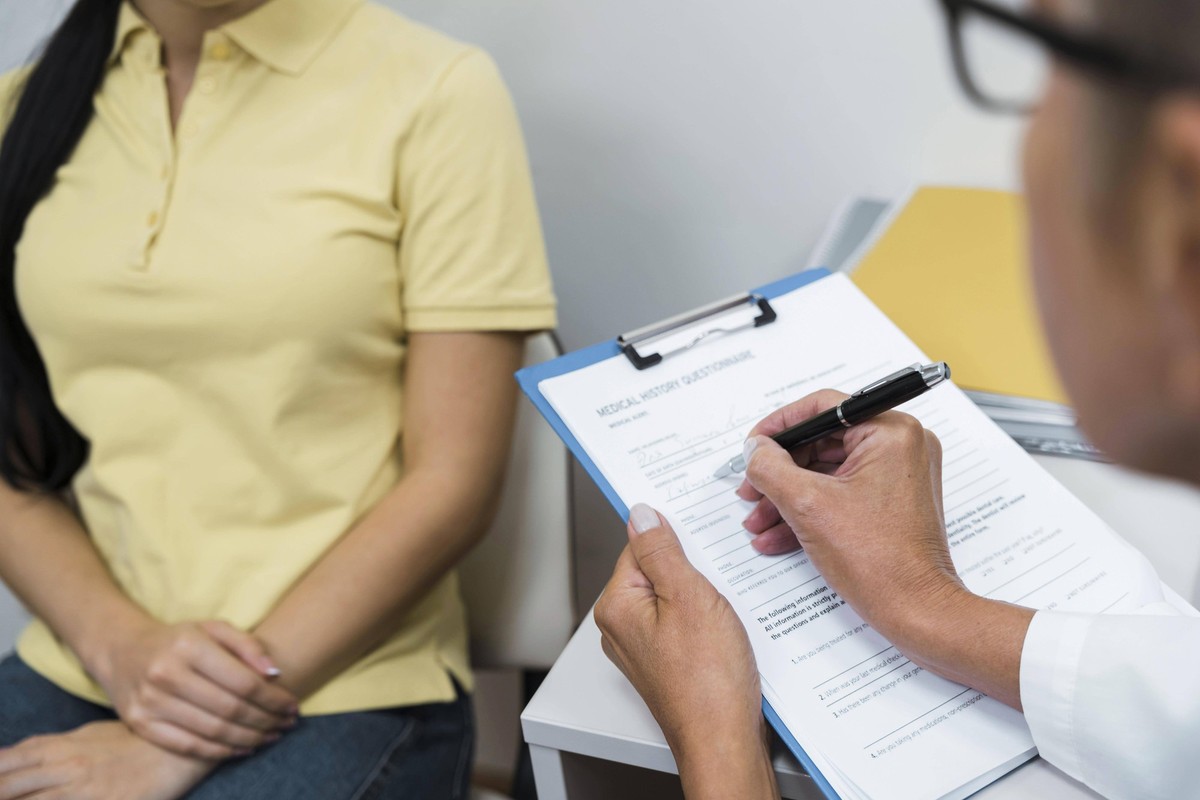Hohe Winkel Arzt Beratung Patient ihr B