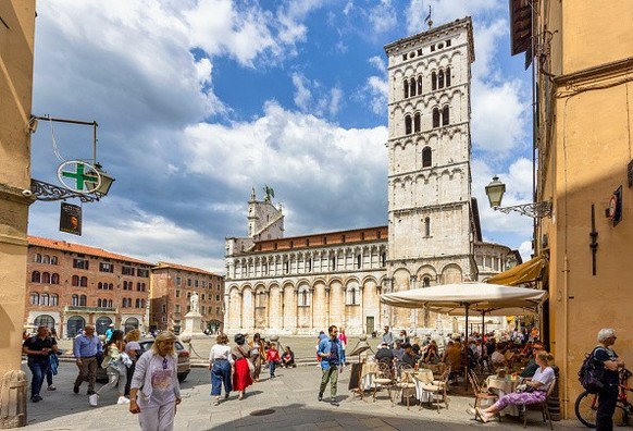 The basilica church of San Michele in Foro. The origins of the church date back to 795 AD when it was built over the ruins of the Roman Forum (thus, in Foro). The basilica as seen now was constructed  ...