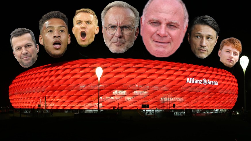 Dienstag 28.04.2015, Saison 2014/2015, DFB-Pokal, Halbfinale in der Allianz-Arena München, FC Bayern München Rot erleuchtete Allianz-Arena München von Außen bei Nacht

Tuesday 28 04 2015 Season 2014 2 ...