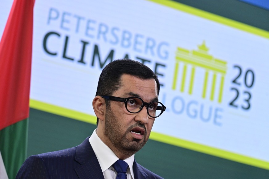 ARCHIV - 03.05.2023, Berlin: Sultan Ahmed al-Dschaber, Staatsminister der Vereinigten Arabischen Emirate (VAE), CEO der staatlichen Abu Dhabi National Oil Co. und designierter COP28-Pr