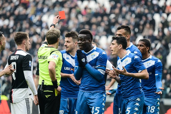 Italy: Juventus FC vs Brescia Calcio Mario Balotelli of Brescia Calcio in action during the Serie A football match between Juventus FC and Brescia Calcio. Juventus FC won 2-0 over Brescia Calcio, at A ...