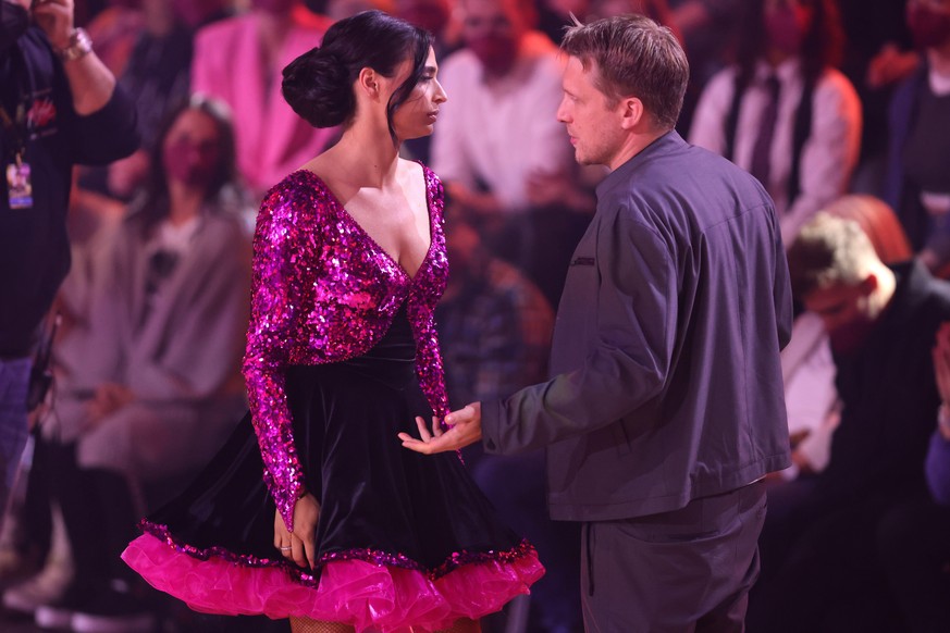 COLOGNE, GERMANY - APRIL 08: Amira Pocher and Oliver Pocher are seen during the 7th show of the 15th season of the television competition show &quot;Let&#039;s Dance&quot; at MMC Studios on April 08,  ...