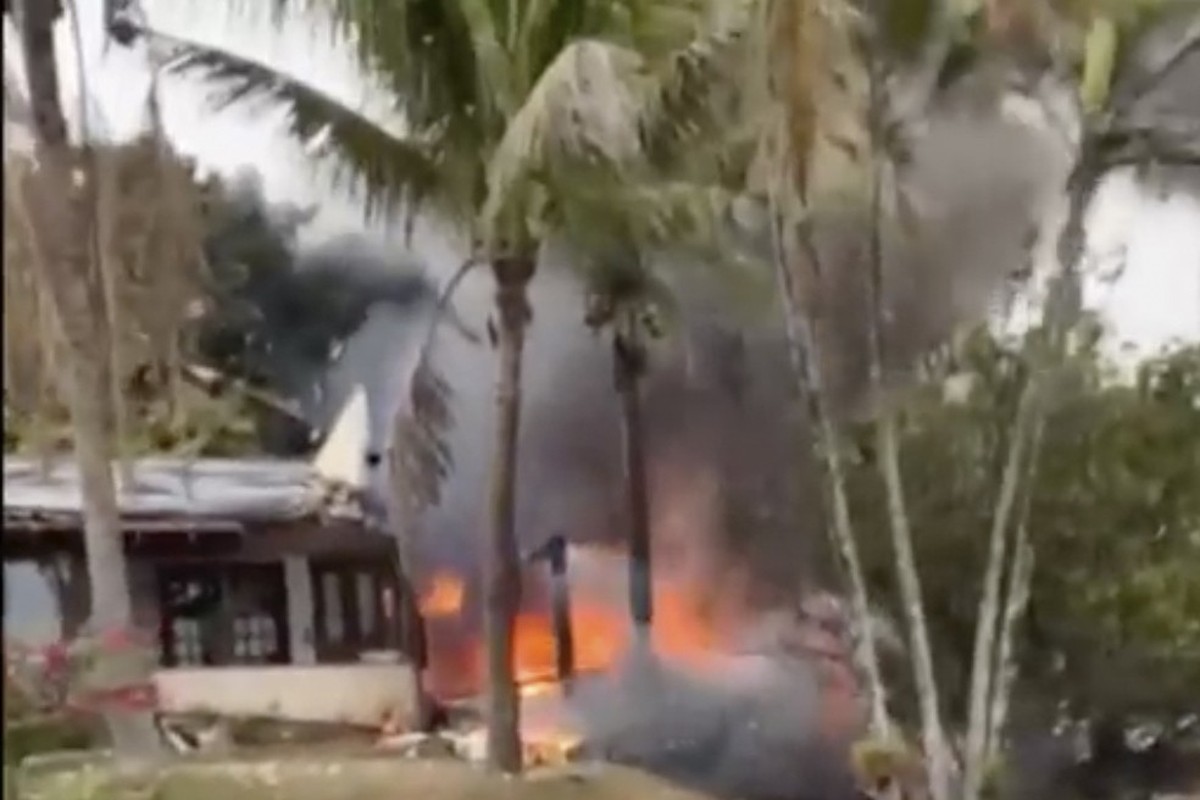 dpatopbilder - 09.08.2024, Brasilien, Vinhedo: Dieser Ausschnitt aus einem Augenzeugen-Video, das von Felipe Magalhaes Filho zur Verfügung gestellt wurde, zeigt das Feuer, das von einem Flugzeug ausge ...