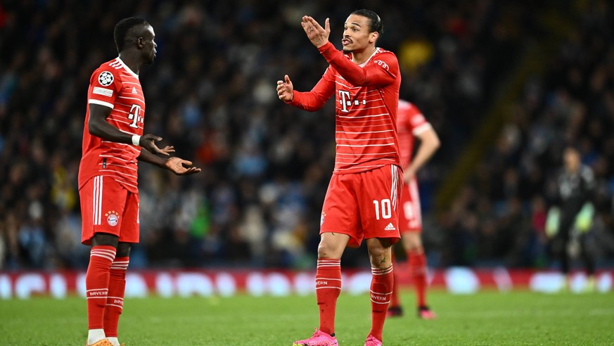 England, Manchester - 11 April 2023 - Leroy Sane and Sadio Mane of Bayern Munich during the UEFA Champions League quarter-final first leg match between Manchester City and FC Bayern Munich at Etihad s ...