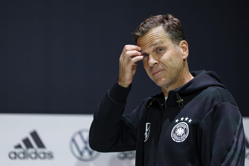 Fußball, Nationalmannschaft, vor dem Nations-League-Spiel in Ungarn: Oliver Bierhoff, Geschäftsführer Nationalmannschaften des DFB bei der Pressekonferenz.