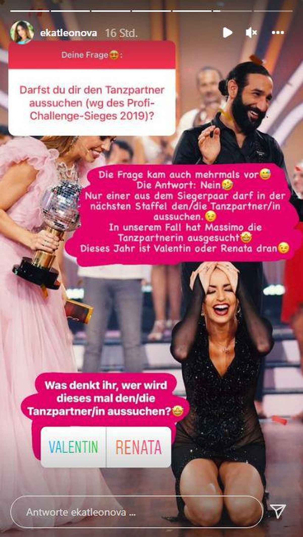 Ekaterina darf sich ihren Tanzpartner für die neue Staffel nicht aussuchen.