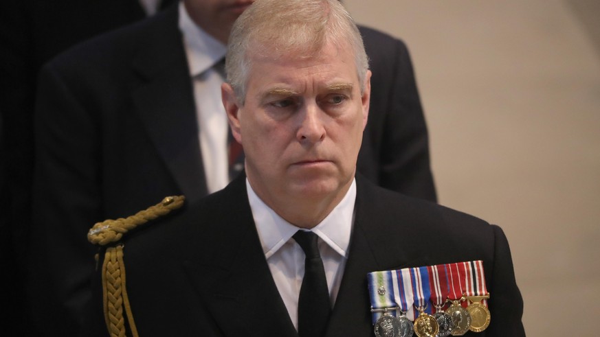 MANCHESTER, ENGLAND - JULY 01: Prince Andrew, Duke of York, attends a commemoration service at Manchester Cathedral marking the 100th anniversary since the start of the Battle of the Somme. July 1, 20 ...