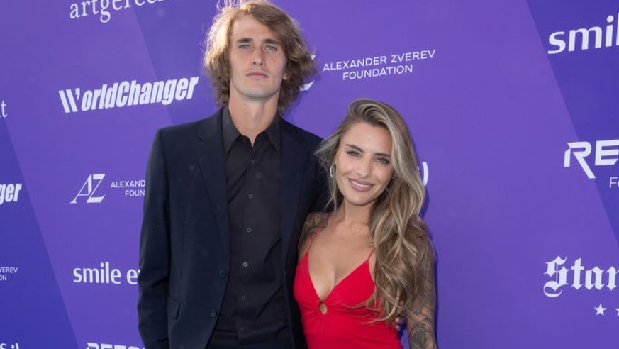 GOING, AUSTRIA - JUNE 26: Alexander Zverev and Sophia Thomalla attend 1st WorldChanger Tennis Tournament In Aid Of The Alexander Zverev Foundation at Hotel Stanglwirt on June 26, 2023 in Going, Austri ...