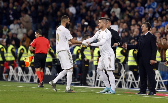 Real Madrid CF s Karim Benzema and Real Madrid CF s Luka Jovic during La Liga match. Oct 30, 2019. PUBLICATIONxINxGERxSUIxAUTxPOLxDENxNORxSWExONLY 20191030582