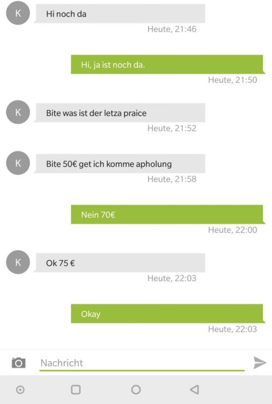 eBay Kleinanzeigen "Was letzte Preis?" 19 dumme Chats