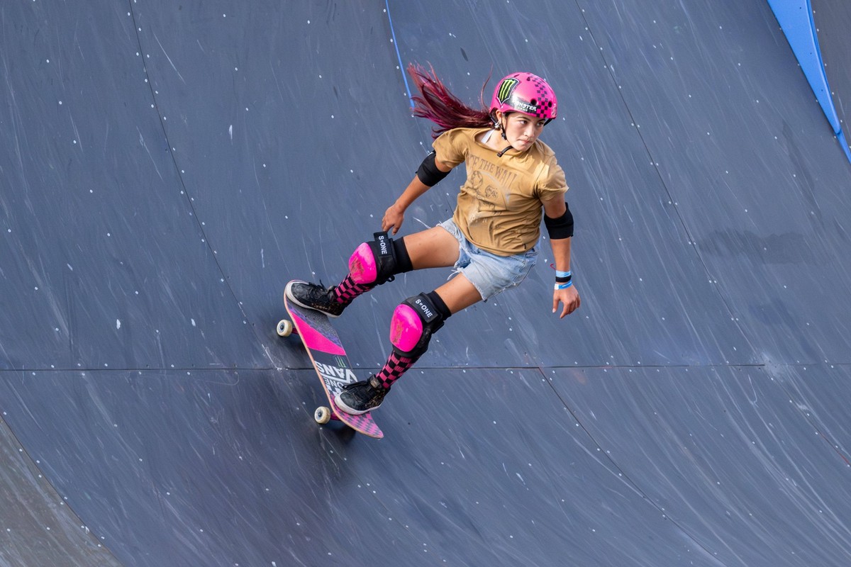 Arisa Trew, United States, first place, during the women s final of the World Skate Games Italy 2024 specialty Skateboard Vert, Rome Pincio terrace 09 September 2024 PUBLICATIONxNOTxINxITA Copyright:  ...