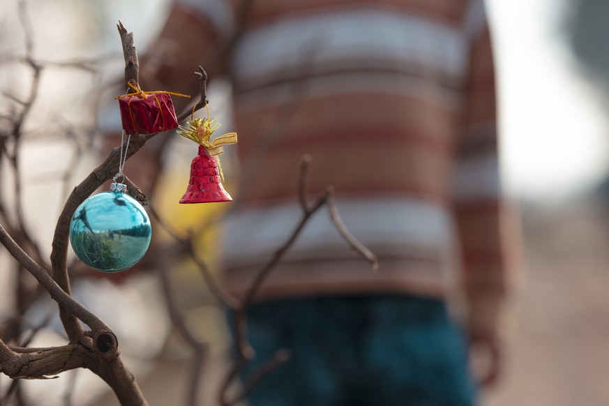 Weihnachtsschmuck in einem Flüchtlingslager in Syrien.