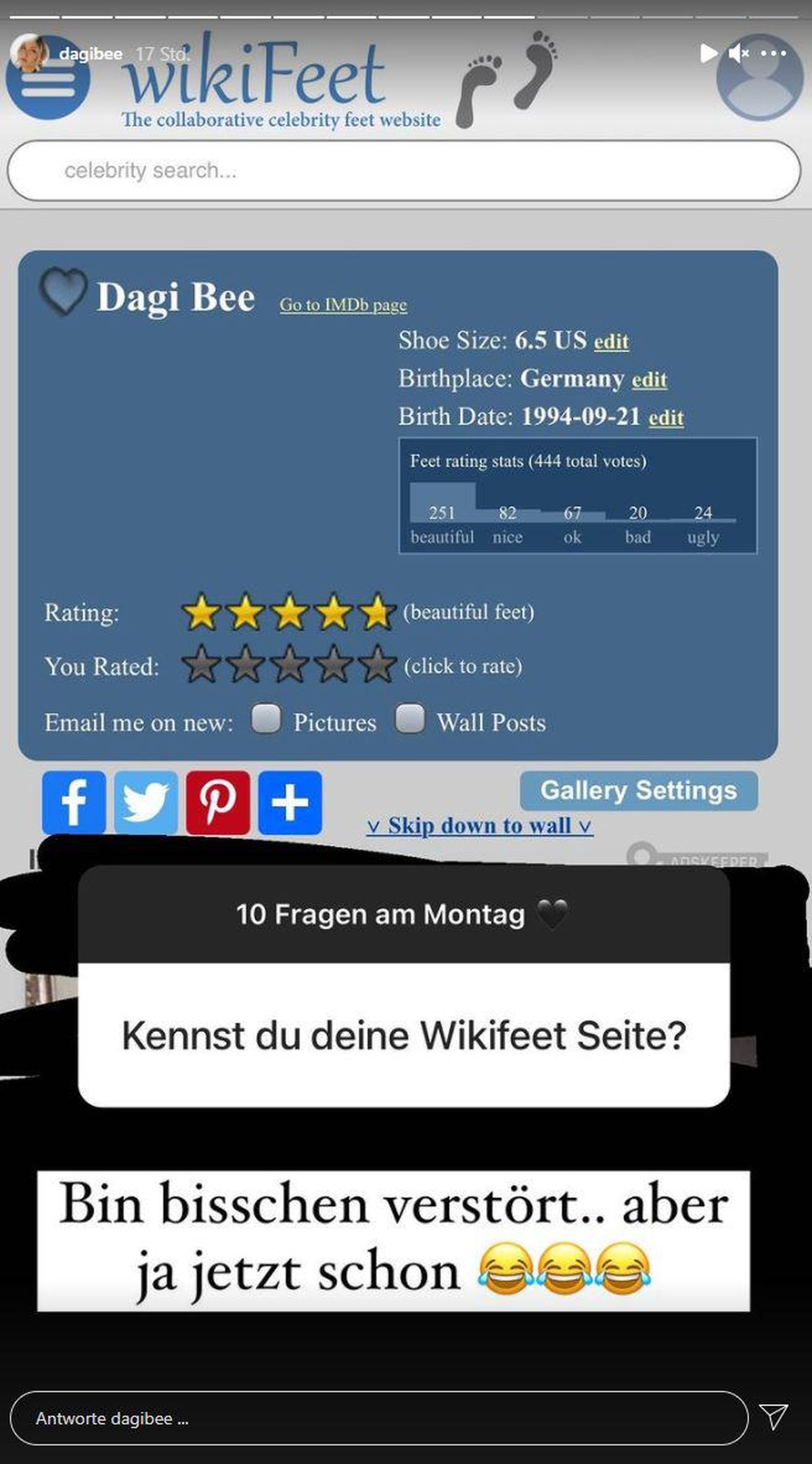 Dagi Bee antwortet auf die Fragen ihrer Fans auf Instagram.
