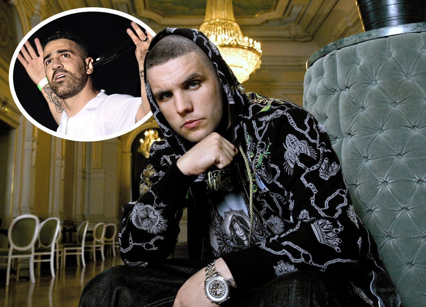 Der deutsche Rapper Fler posiert bei einem Fototermin (undatiertes Archivfoto) in Berlin. Als er 2005 mit Deutschlandfahne in seinem Video auftrat, sorgte er für Aufregung: Der Rapper Fler rief die &q ...