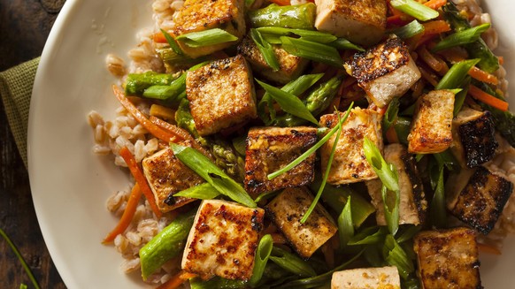 Homemade Tofu Stir Fry with Vegetables and Rice