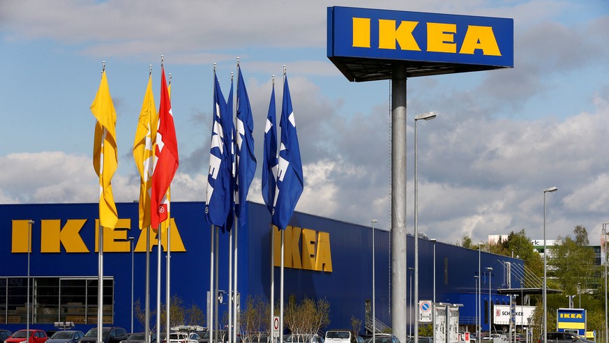 FILE PHOTO: The company&#039;s logo is seen outside of an IKEA Group store in Spreitenbach, Switzerland April 27, 2016. REUTERS/Arnd Wiegmann/File Photo