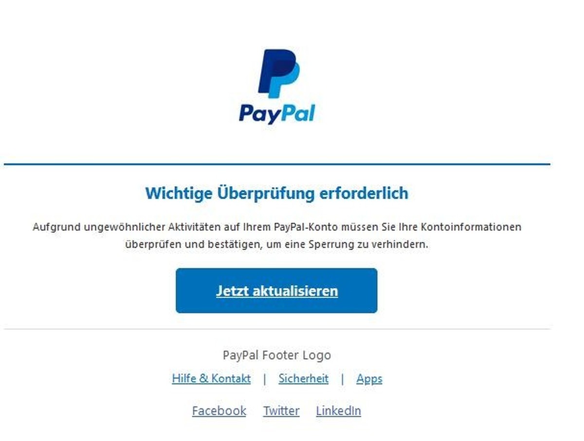 Die Mail wirkt auf den ersten Blick authentisch.
