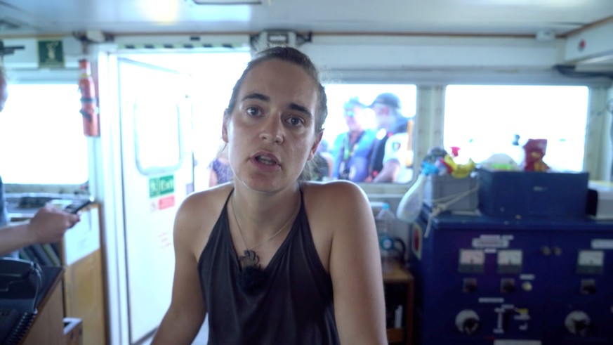 A screen grab taken from a video shows Sea Watch captain Carola Rackete speaking to camera from on board ship near Lampedusa, Italy, on June 26, 2019. Sea-Watch International via REUTERS THIS IMAGE HA ...