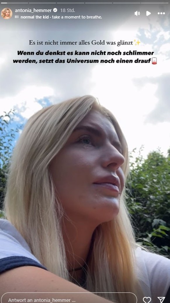 Antonia Hemmer zeigt sich angeschlagen in ihrer Instagram-Story.