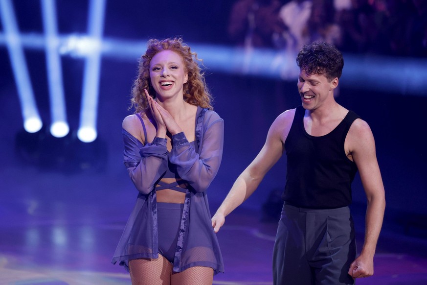 Model Anna Ermakova and dancer Valentin Lusin in season 16 of RTL Let's Dance at MMC Coloneum.  Cologne, May 12, 2023, NRW Germany *** Model Anna Ermakova and dancer Valentin Lusin in ...