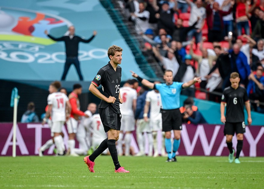 Thomas Mueller (Deutschland) fassungslos nach dem Gegentreffer zum 0:2. GES/ Fussball/ UEFA Euro 2020: Achtelfinale: Spiel 44: England - Deutschland, 29.06.2021 Football / Soccer: UEFA Euro 2020: Roun ...