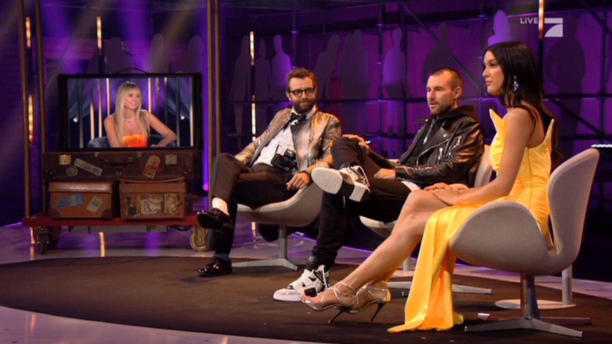 Die "GNTM"-Finalrunde: Heidi Klum, Christian Anwander, Philipp Plein und Rebecca Mir (v.l.).