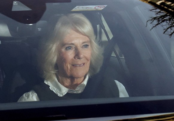 Britain&#039;s Queen Camilla leaves the London Clinic in central London where King Charles III is being treated for an enlarged prostate, in London, Saturday, Jan. 27, 2024. (James Manning/PA via AP)