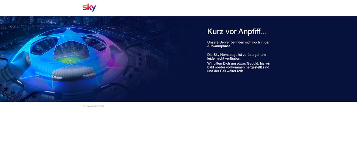 So sah die Homepage von Sky lange Zeit aus.
