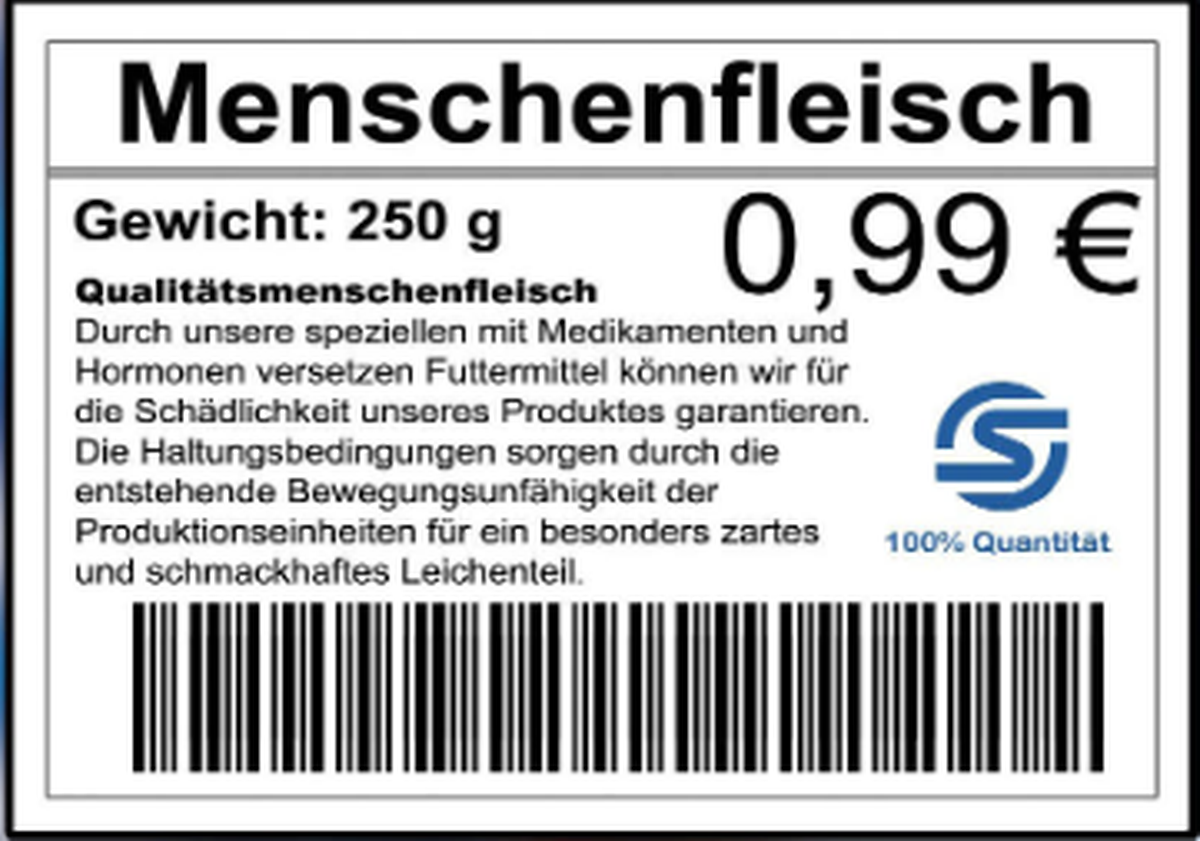Ein solches Etikett ist auf einer Kohlrouladen-Packung bei Aldi in Lünen gefunden worden.