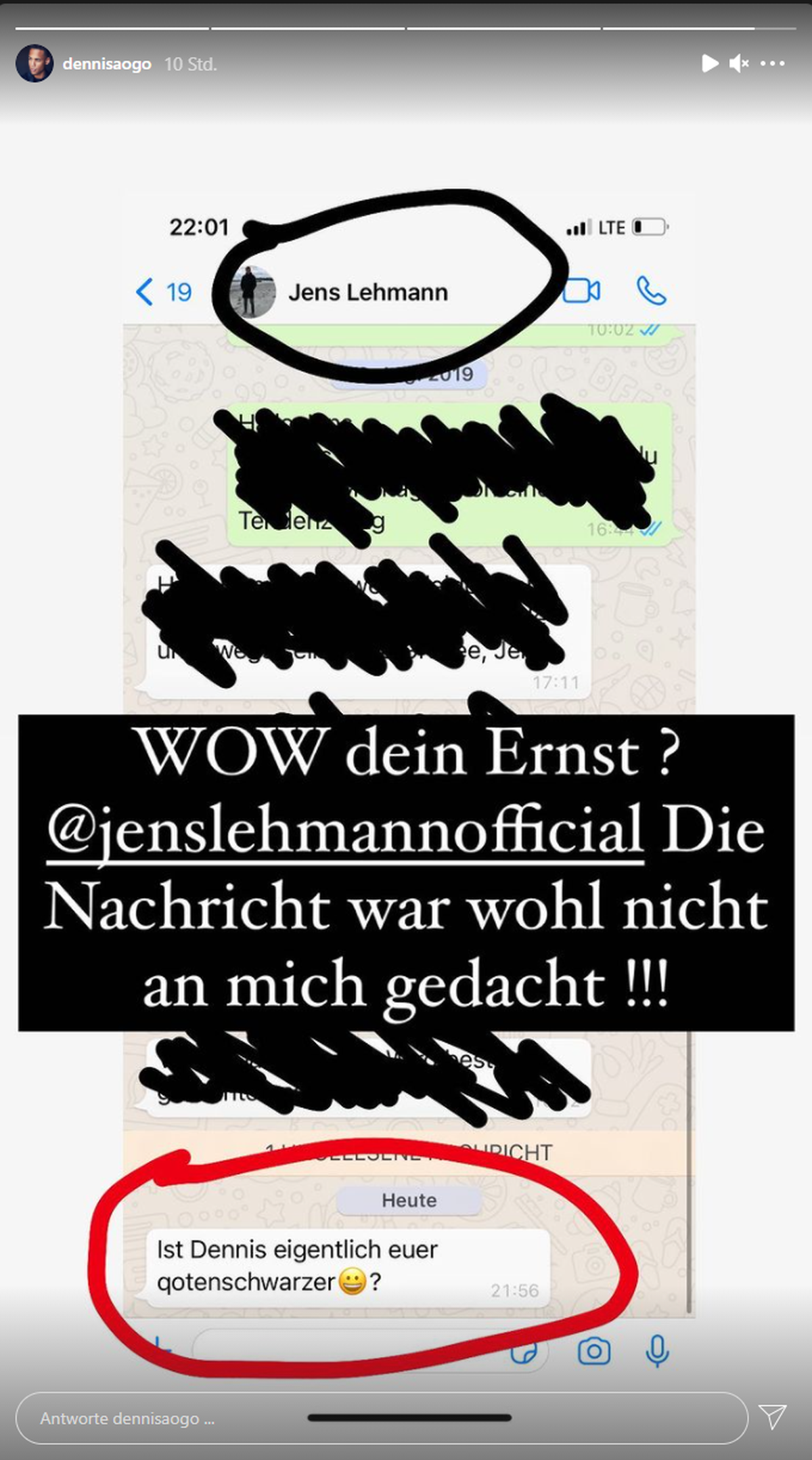 Die fragliche Nachricht von Lehmann an Aogo.