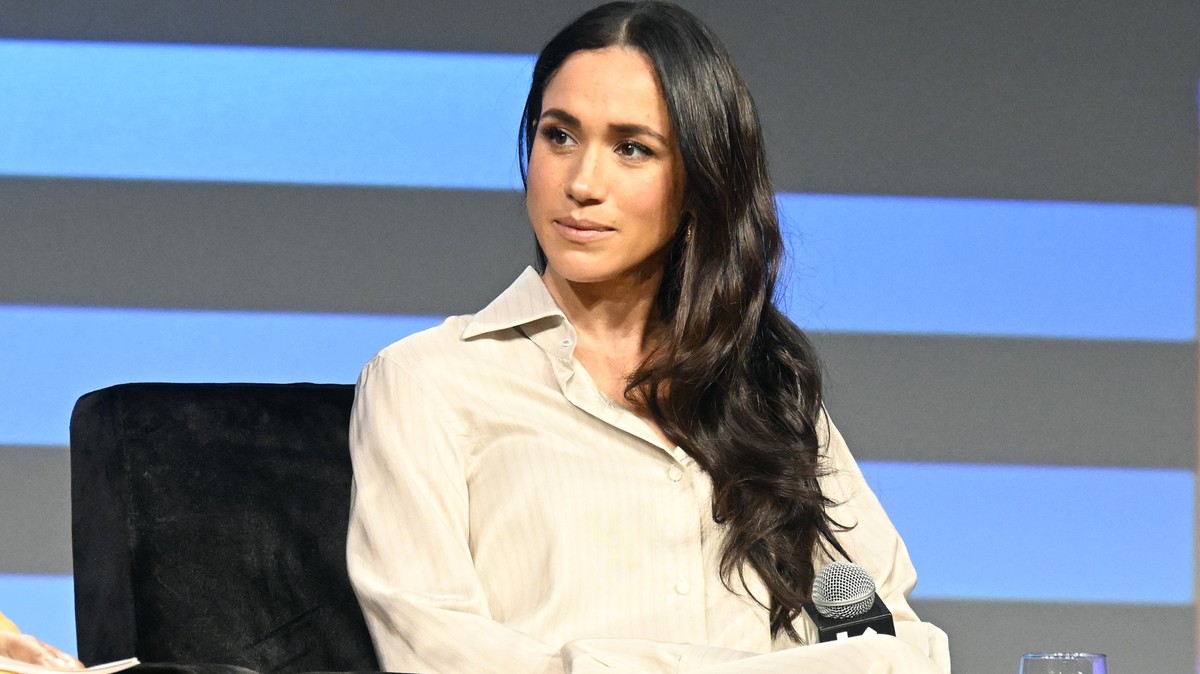 AUSTIN, TEXAS - MARCH 08: Meghan, Duchess of Sussex speaks onstage during the Breaking Barriers, Shaping Narratives: How Women Lead On and Off the Screen panel during the 2024 SXSW Conference and Fest ...