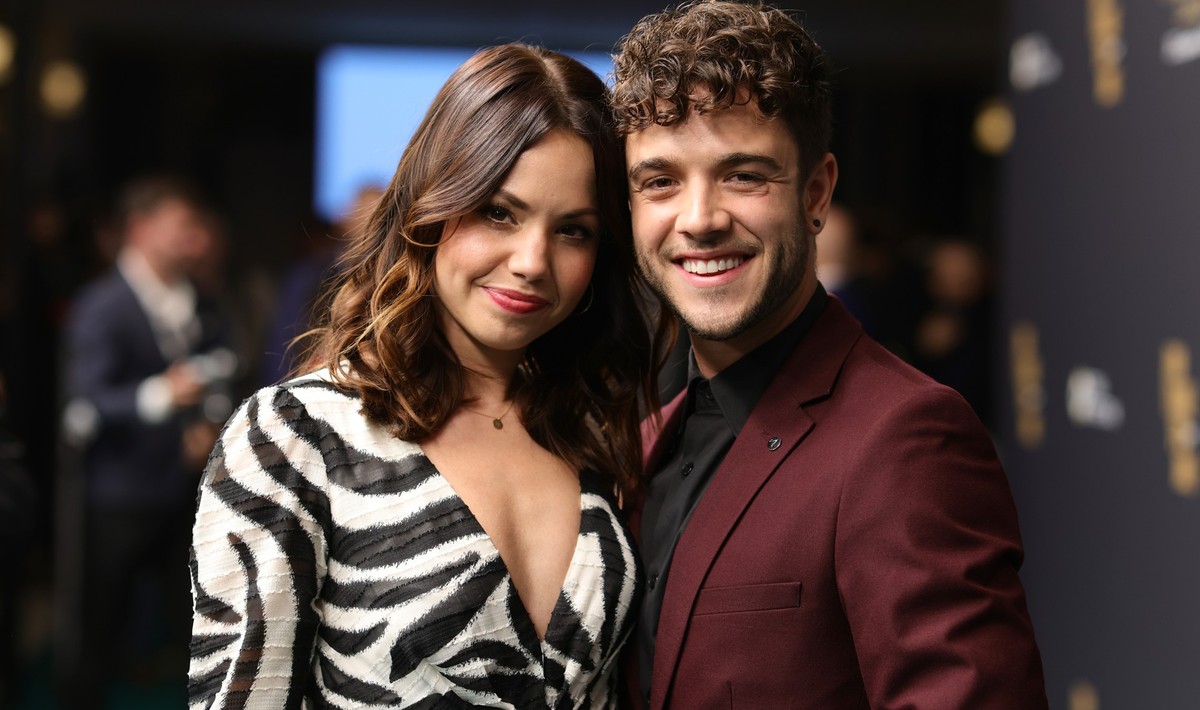 ZURICH, SWITZERLAND - SEPTEMBER 28: Luca Haenni and Christina Luft attend the &quot;No Time To Die&quot; premiere during the 17th Zurich Film Festival at Kino Corso on September 28, 2021 in Zurich, Sw ...
