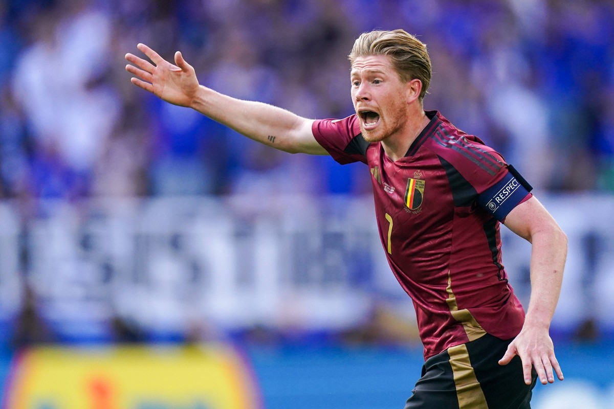 2024-07-01 France v Belgium - Round of 16 - UEFA EURO, EM, Europameisterschaft,Fussball 2024 DUSSELDORF, GERMANY - JULY 1: Kevin De Bruyne of Belgium shouting during the Round of 16 - UEFA EURO 2024 m ...