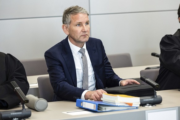 German far-right politician of the Alternative for Germany (AfD) Björn Höcke arrives for a session of his trial over the alleged use of Nazi phrases, at the regional court in Halle, eastern Germany, o ...