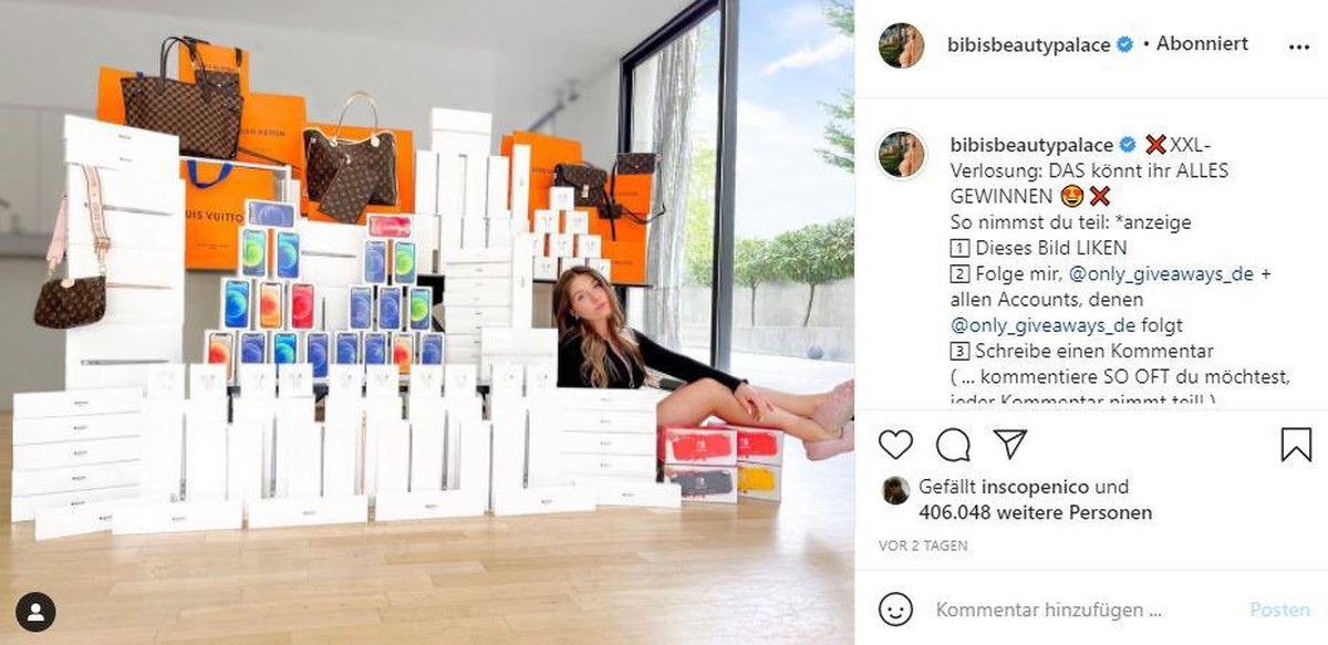 So sieht ein Giveaway-Posting bei BibisBeautyPalace aus.