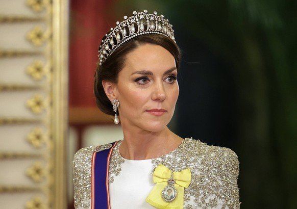 . 22/11/2022. London, United Kingdom. Kate Middleton, the Princess of Wales , at a State Banquet for the President of South Africa during his State Visit to the UK at Buckingham Palace in London. PUBL ...