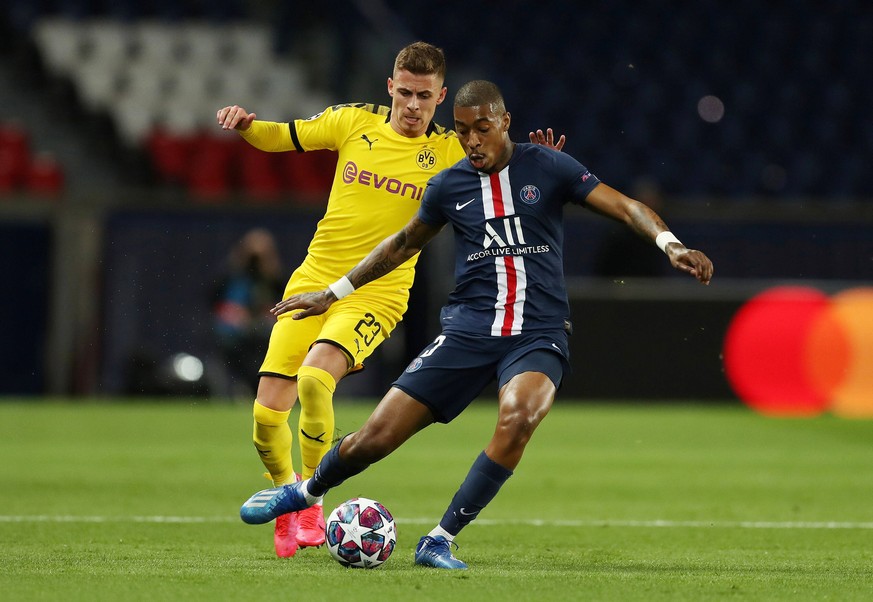 Paris St Germain s Presnel Kimpembe in action with Borussia Dortmund s Thorgan Hazard FOOTBALL : Paris St Germain v Borussia Dortmund - Ligue des Champions - Paris - 11/03/2020 Panoramic/Panoramic PUB ...