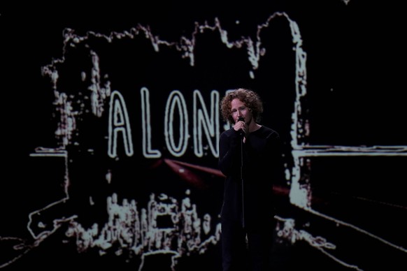 May 12, 2018 - Lisbon, Portugal - Singer Michael Schulte of Germany performs during the 2018 Eurovision Song Contest Grand Final, at the Altice Arena in Lisbon, Portugal on May 12, 2018. Lisbon Portug ...